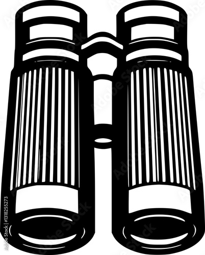 Monochrome black and white binoculars illustration vector art minimalist design observation exploration nature spotting optics travel adventure wildlife surveillance photography equipment minimalist s