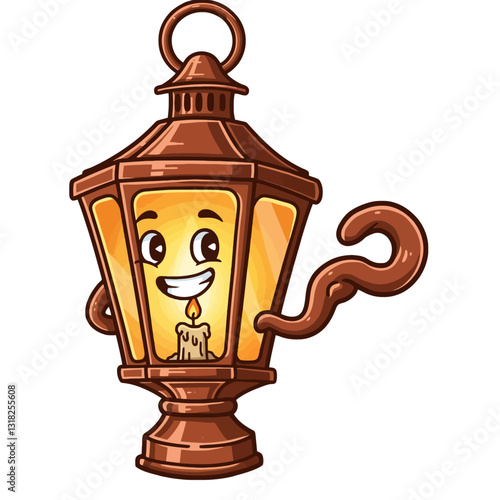 Cartoon Lantern Character with Candle
