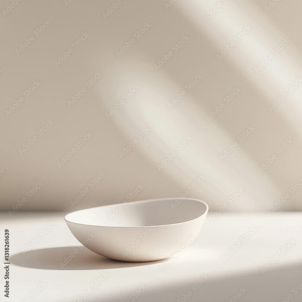Clean Minimalist Bowl on Bright Surface with Sunlight and Shadows Product Mockup Display Clean Minimalist Bowl on Bright Surface with Sunlight and Shadows Product Mockup Display