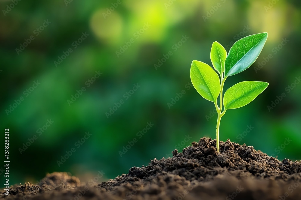 Young plant growing in fertile soil Young plant growing in fertile soil