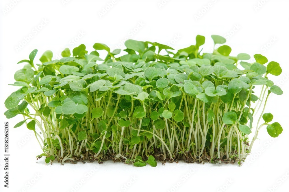 Vivid close up of fresh arugula microgreens sprouting with vibrant green leaves for healthy diet Vivid close up of fresh arugula microgreens sprouting with vibrant green leaves for healthy diet