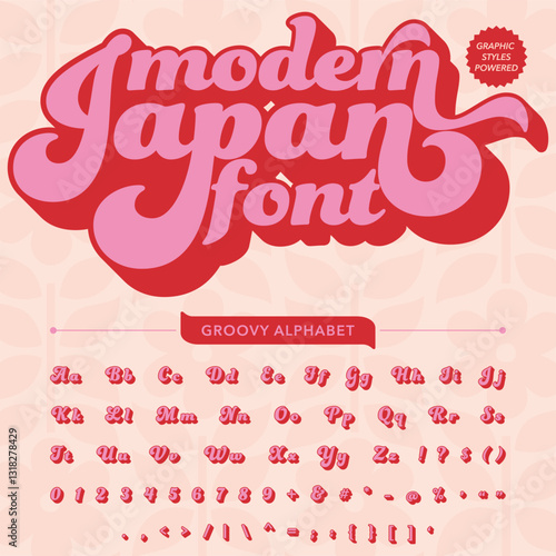 Modern Japan groovy retro bold Font alphabet vector file