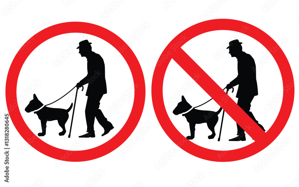 Fototapeta premium walk here dog and Do not walk here dog sign, modern trendy label for your city. sign , symbol. vector
