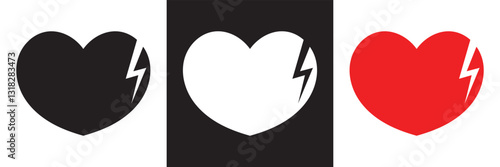 Broken heart icon .  Vector illustration. isolated on white and black background. EPS 10