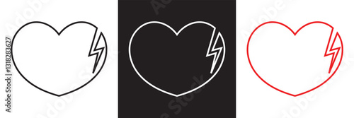 Broken heart icon .  Vector illustration. isolated on white and black background. EPS 10