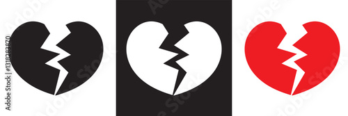 Broken heart icon .  Vector illustration. isolated on white and black background. EPS 10