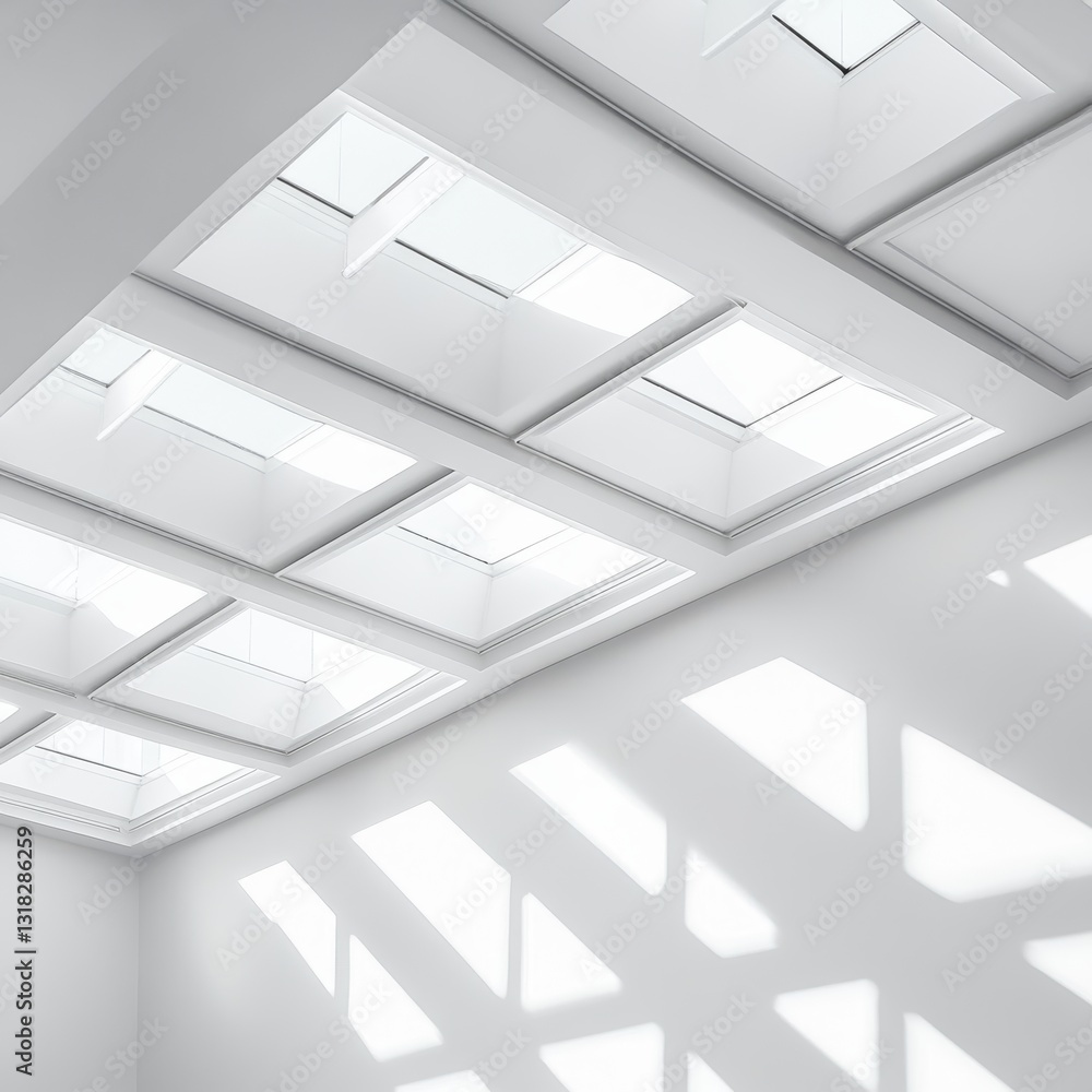 Fototapeta premium White room with a lot of windows and a lot of light. The room is very bright and airy