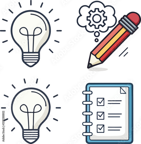 Creative Idea and Innovation Icons – Editable Stroke Vector