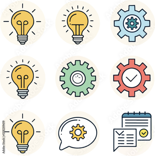 Creative Idea and Innovation Icons – Editable Stroke Vector