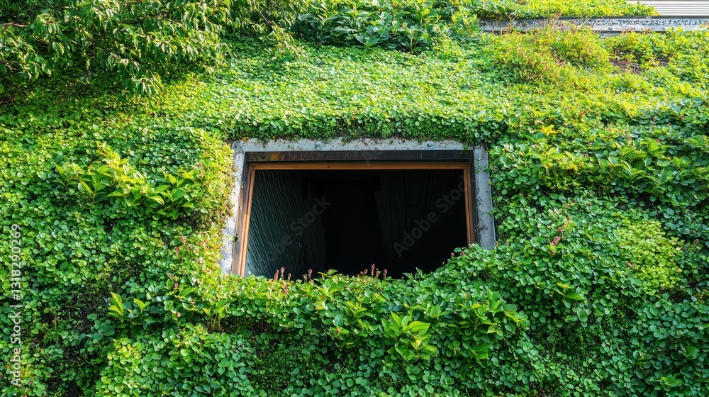 A green roof design covered in lush vegetation A green roof design covered in lush vegetation
