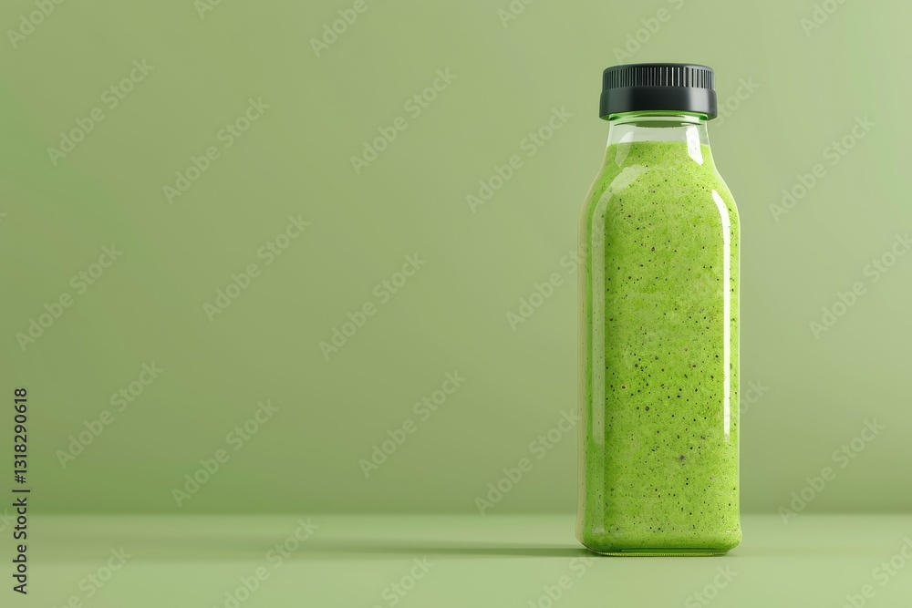 Detailed Color Image of Bottle of Green Fruit Smoothie Mockup Detailed Color Image of Bottle of Green Fruit Smoothie Mockup