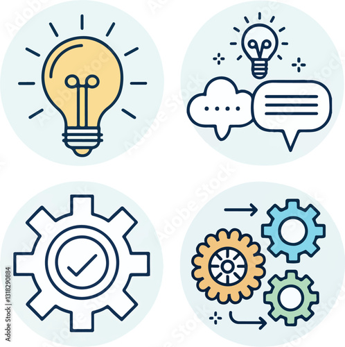 Creative Idea and Innovation Icons – Editable Stroke Vector