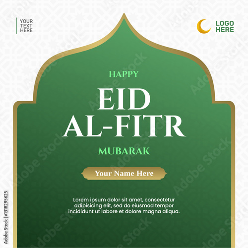 Eid al-Fitr greeting card with Islamic design