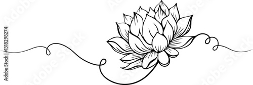 lotus lineart vector. illustration vesak day design element eps9