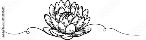 lotus lineart vector. illustration vesak day design element eps8
