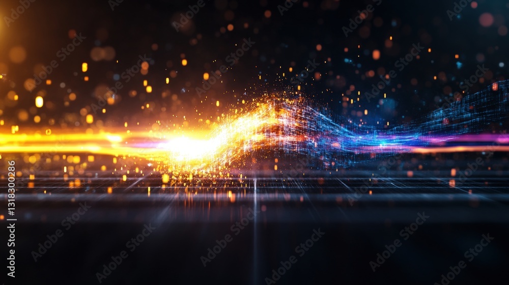 A bright light source piercing through the darkness in an artistic representation with a vintage retro film background A bright light source piercing through the darkness in an artistic representation with a vintage retro film background