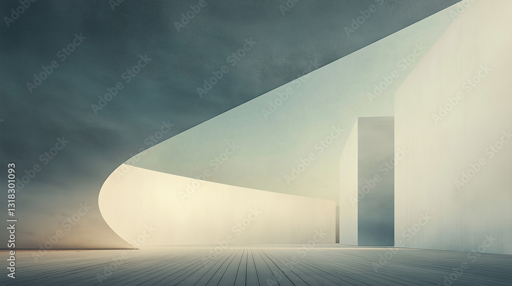 Abstract minimal architecture with curved shape Abstract minimal architecture with curved shape