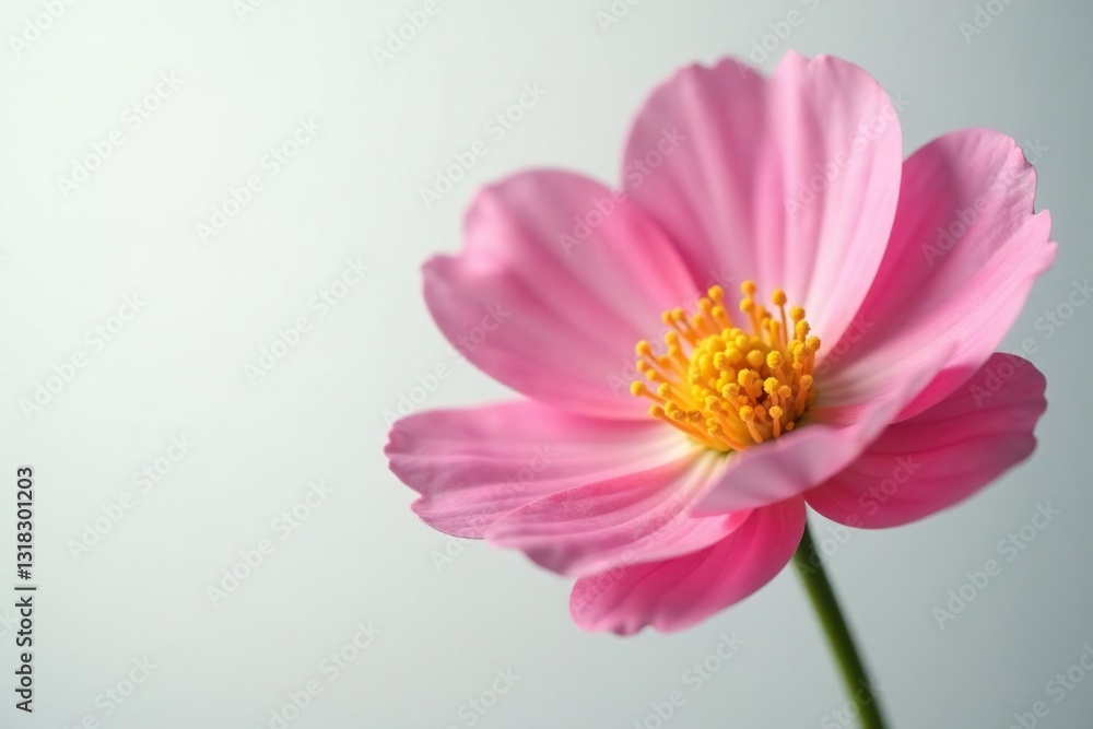 Single flower bloom on white background with soft light, flowers, nature, bloom Single flower bloom on white background with soft light, flowers, nature, bloom
