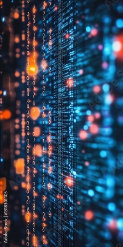 Wallpaper Mural This image features an abstract digital matrix filled with vibrant colors and binary codes, creating a mesmerizing visual for technology or data themes. Torontodigital.ca