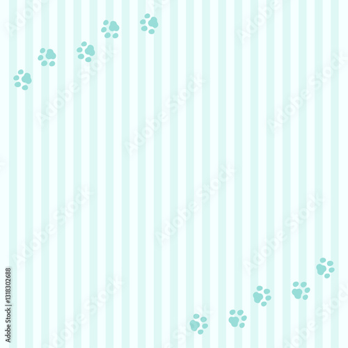 犬猫の肉球のフレーム、足跡の模様の背景素材