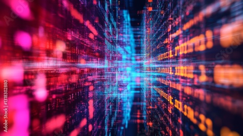 Wallpaper Mural This vibrant abstract image showcases a futuristic data flow with bright colors, creating an immersive digital environment that conveys speed and innovation. Torontodigital.ca