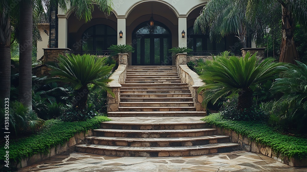 Fototapeta premium Rustic stone steps jungle entrance images