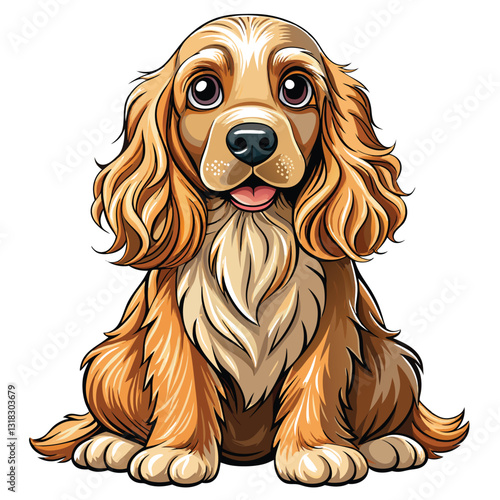 A charming cocker spaniel, ears elegantly waving, sits patiently, showcasing its long, silky coat.  Capture its gentle expression.