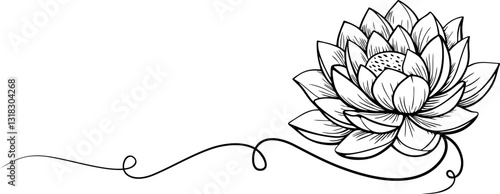 lotus lineart vector. illustration vesak day design element eps6