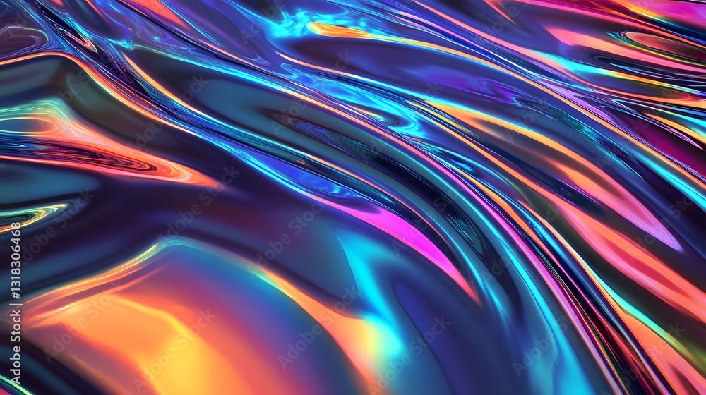 Fototapeta premium Colorful Abstract Background with Iridescent Flowing Waves
