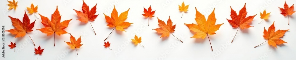delicate maple leaves scattered on white surface, autumn leaves, background, leaves delicate maple leaves scattered on white surface, autumn leaves, background, leaves