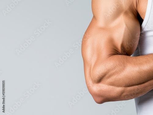 Muscular Arm Close Up Displaying Biceps Triceps Anatomy Strength Fitness Bodybuilding Training Health Wellbeing