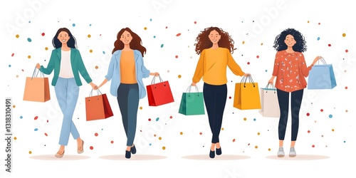 shopping girls with bags