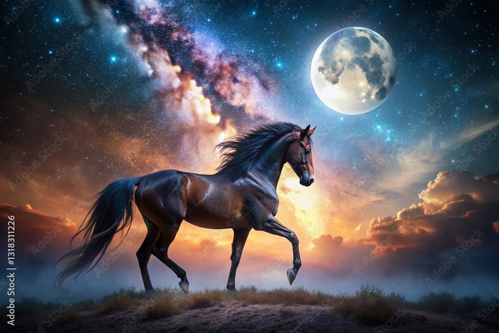 Majestic Night Horse: Lunar Year of the Horse Stock Photo Majestic Night Horse: Lunar Year of the Horse Stock Photo