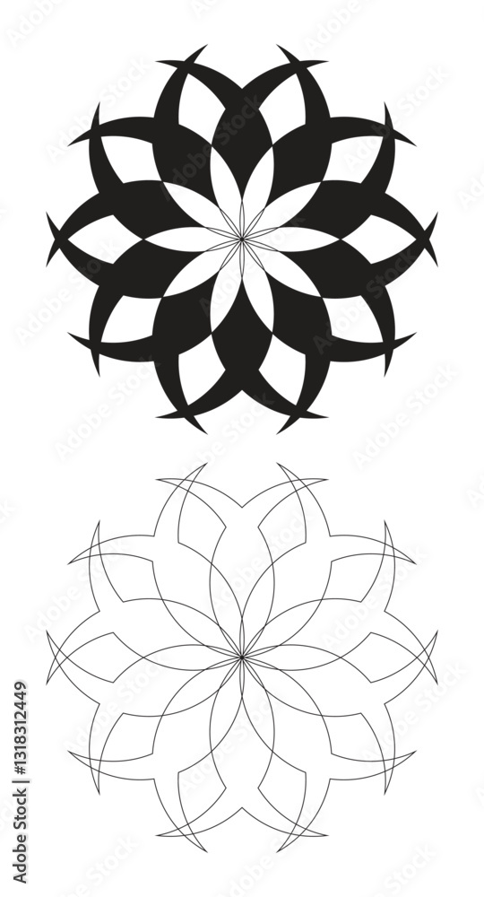 Fototapeta premium The black and white color mandala pattern vector design. 