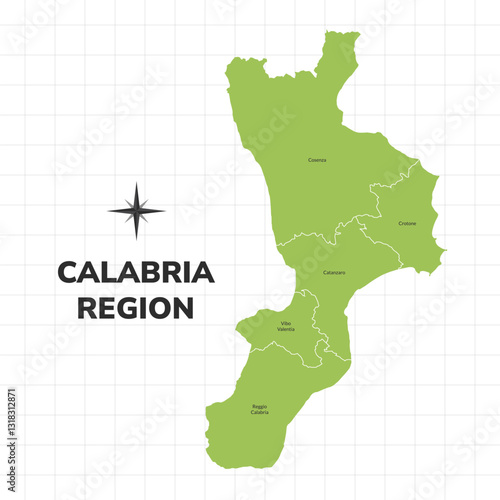 Calabria Region map illustration. Map of the Region in Italy