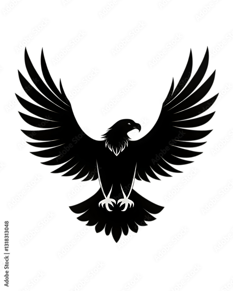Obraz premium Vector logo style eagle black silhouette 