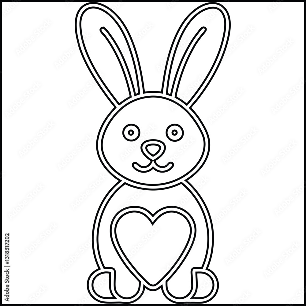Obraz premium coloring book of a-simple-vector-line-drawing-of-a-rabbit
