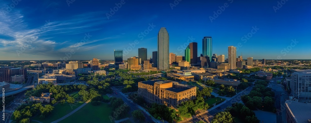 Fototapeta premium A panoramic aerial view of a modern city skyline