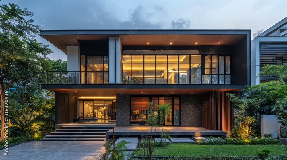Modern Home: Progressive Design with Glass Facade and Lush Landscape Modern Home: Progressive Design with Glass Facade and Lush Landscape