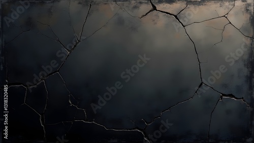 A Dark, Cracked Surface Evokes A Sense Of Age, Mystery, And Resilience, Showing Deep Shadows And Subtle Light Variations