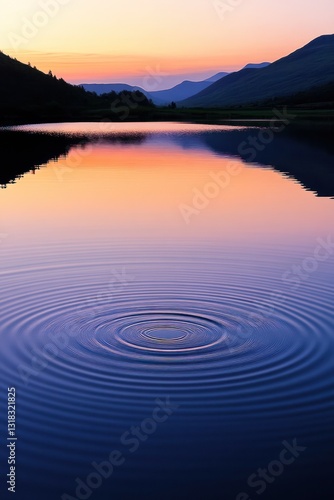 Wallpaper Mural Serene sunset lake ripples; mountain reflection; calm nature scene; travel/relaxation Torontodigital.ca