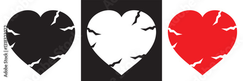Broken heart icon .  Vector illustration. isolated on white and black background. EPS 10
