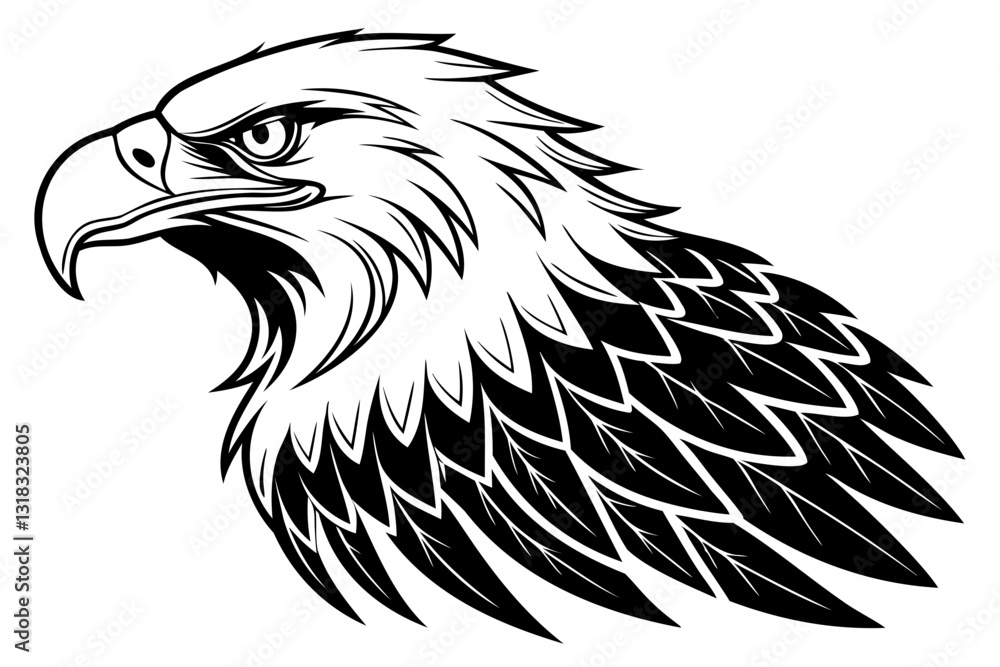 Fototapeta premium Eagle Head balck vector illustration isolated on a transparent background