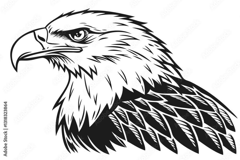Fototapeta premium Eagle Head balck vector illustration isolated on a transparent background