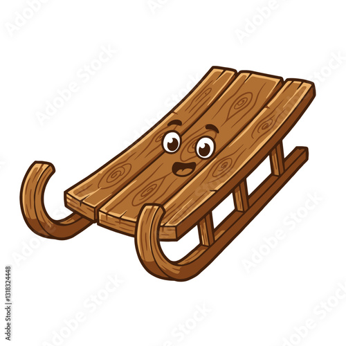Smiling Wooden Toboggan