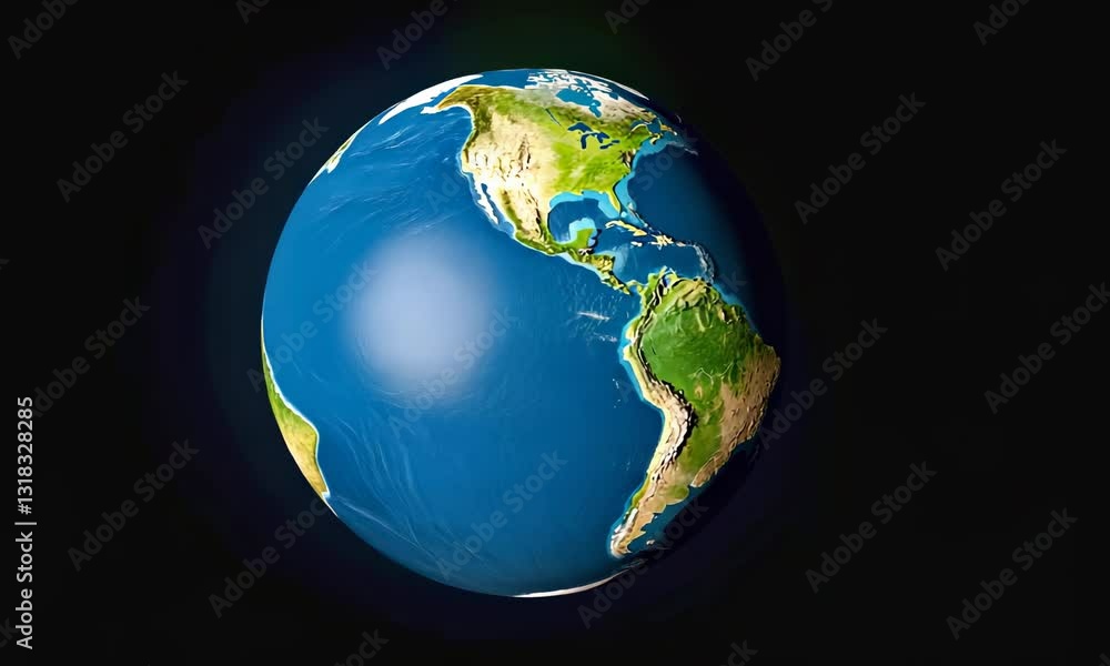 Globe Showing Americas Rotating in Space for Educational Content
