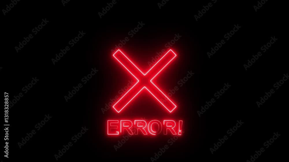System error message animation on black background, error message sign Concept of frustration or disappointment Creative bright animation for games System error message animation on black background, error message sign Concept of frustration or disappointment Creative bright animation for games