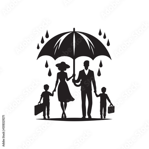 family silhouette vector clip art logo design