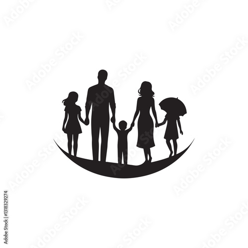 family silhouette vector clip art logo design