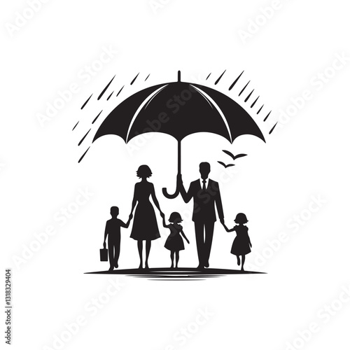 family silhouette vector clip art logo design